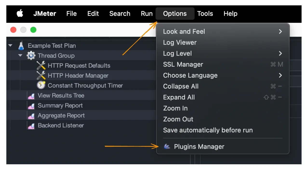 Plugins Manager menu screenshot
