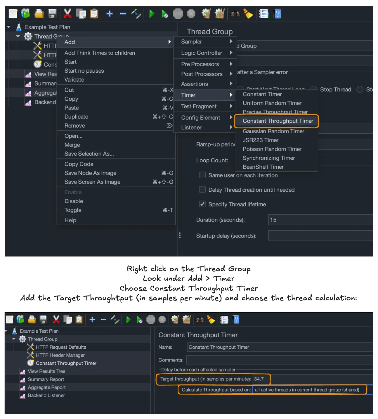 throughput timer screenshot