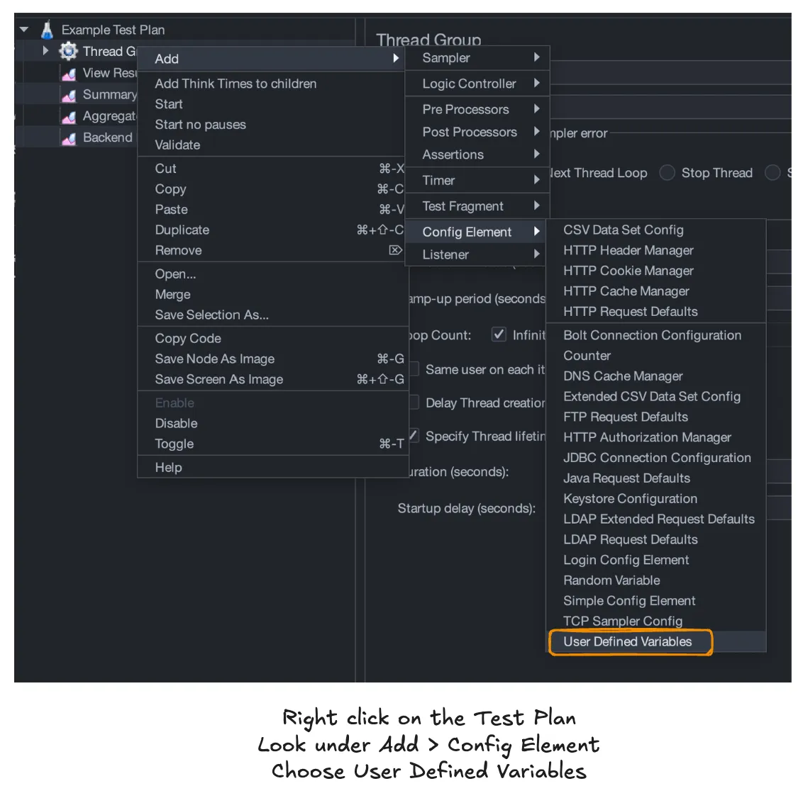 Adding a User Defined Variables config element